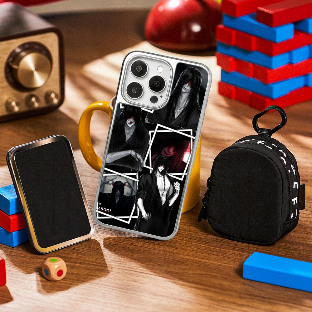 H-homi-cipher Crawling Anime Man Phone Case for iPhone 16 15 14 13 12 11 Pro Max Sheepskin Silver-edged Protective Case