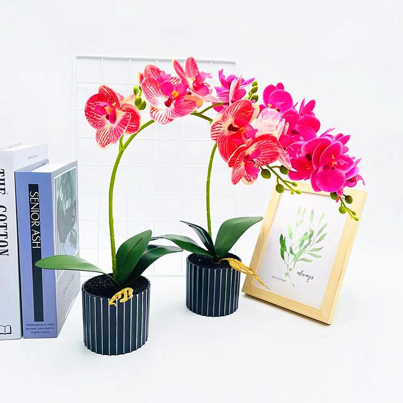 Simulated Potted Phalaenopsis Artificial Flower Desktop Ornament Decoration