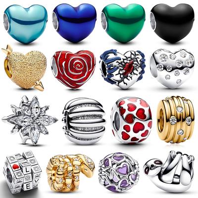 Charms Originali Perline Colorate a Forma di Cuore Adatte per Braccialetti Collane Per Donna Charm Rame Lusso Gioielli Fai da Te Regali Raffinati per Feste