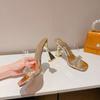 Fashion Transparent Crystal High Heels Sexy Rhinestone Sandals Thick with Fairy 2025 New Square Head Sandals To Wear Outside Hot