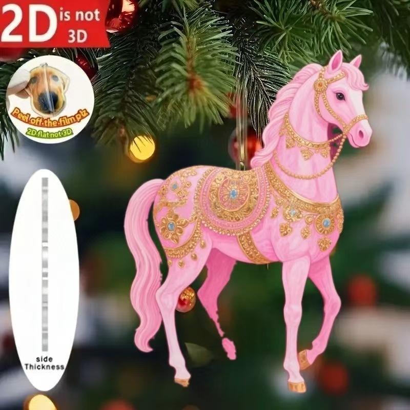 

2D Акриловая Лошадь Подвеска-Шарм на Зеркало Заднего Вида Автомобиля Рождественская Елка Рюкзак Подвесное Украшение Вечеринка Новогоднее Украшение Подвесное A2
