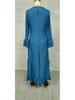Women's Bohemian Pleated Ruffle Hem V-Neck Maxi Dress