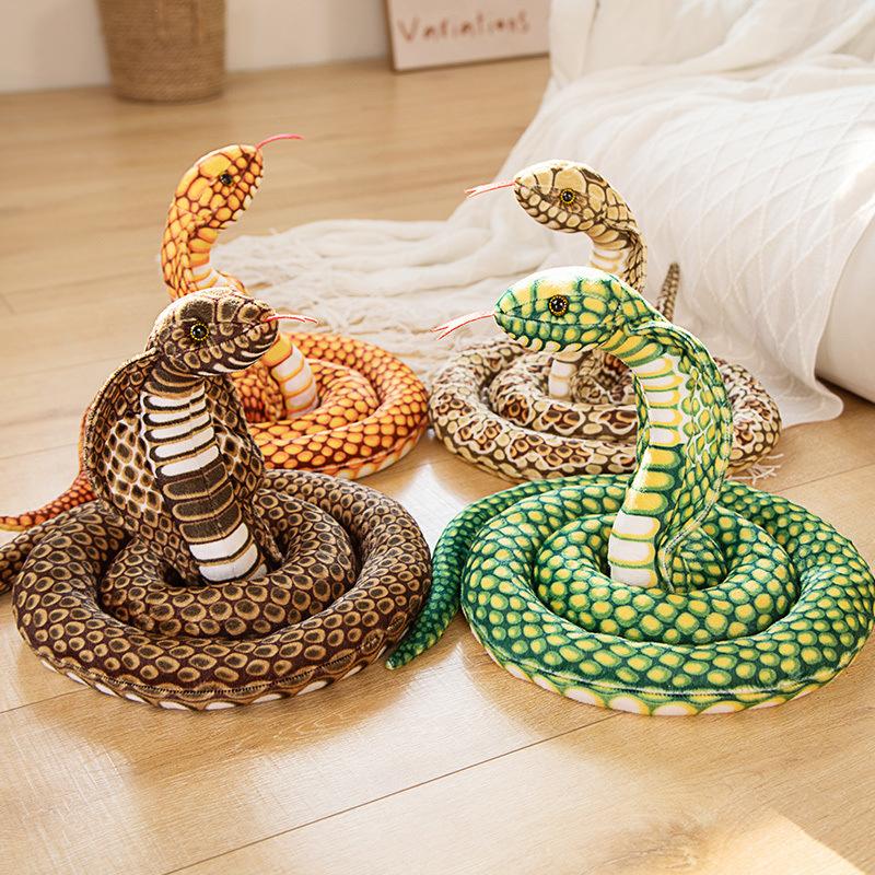 Large Simulated Cobra Doll Plush Toy Zoo Big Snake Coiled Snake Doll Tricky Fake Snake Doll