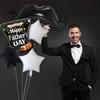 4Pcs Father's Day Foil Balloon Set, Large Gentleman Top Hat & Mustache Mylar Balloons, 18-Inch Star Balloons, Elegant Party Deco