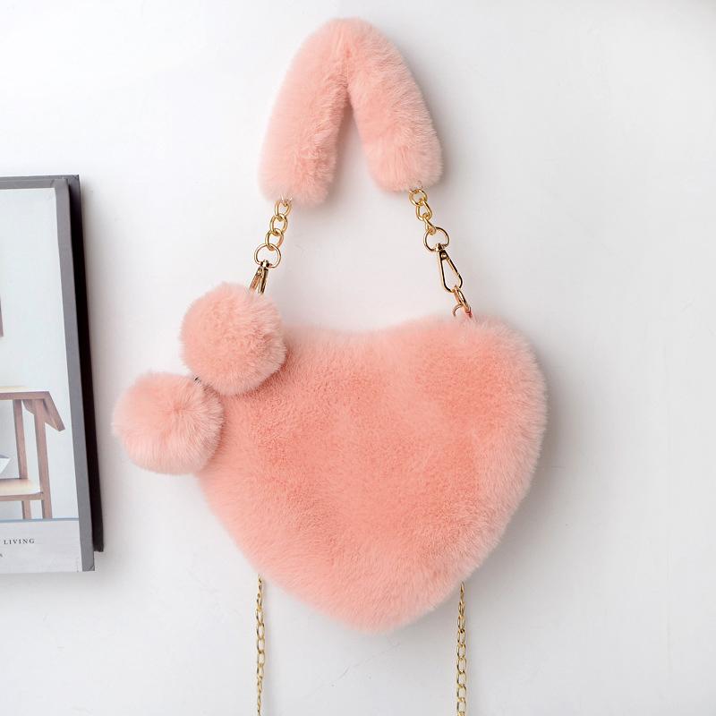 

Женские сумки Yogodlns, новые плюшевые сумки в форме сердца в форме сердца, новые модные однотонные мягкие удобные кошельки и сумки, сумки для женщин 23x18cm коралловый
