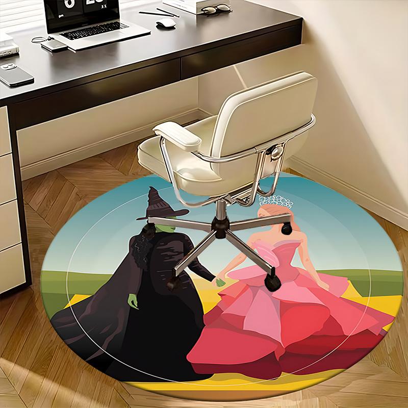 Wizard of Oz,Witch and Princess Chair Mat Round Rug Office Carpet, Non Slip, Suitable for Living Rooms, Bedrooms,Decor1205897a