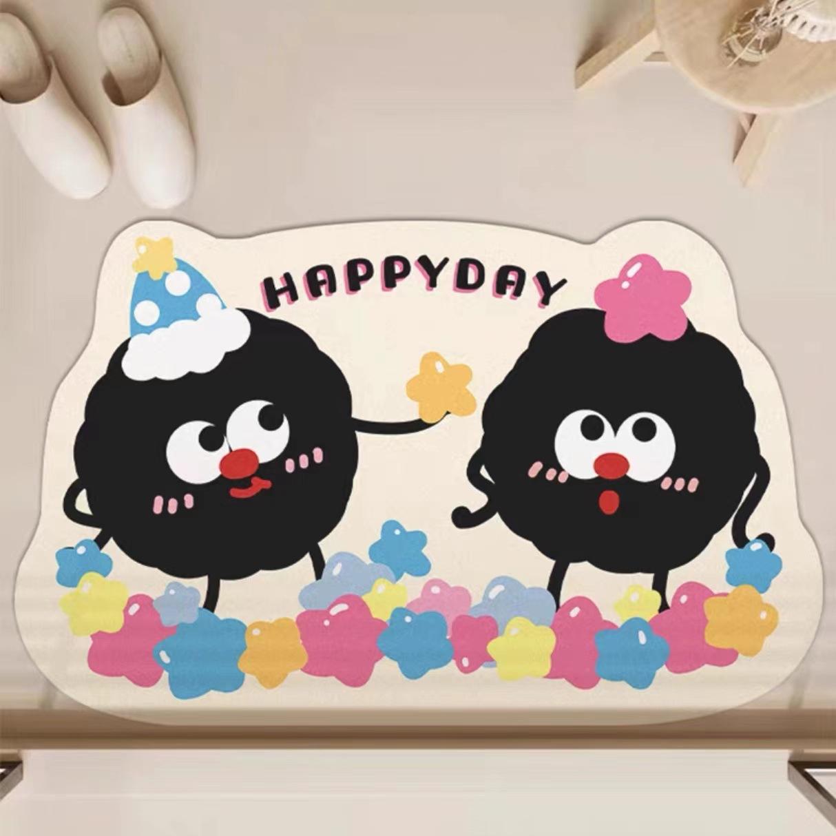 

Fun Cartoon Bathroom Floor Mat Household Diatom Mud Style Bathroom Door Foot Mat Porch Entrance Door Mat 50X80cm