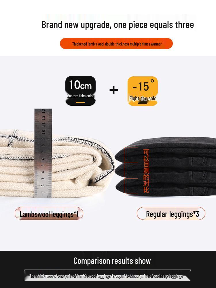 Women's Winter 2025 High-Waisted Thick Cotton Black Lambswool Pants