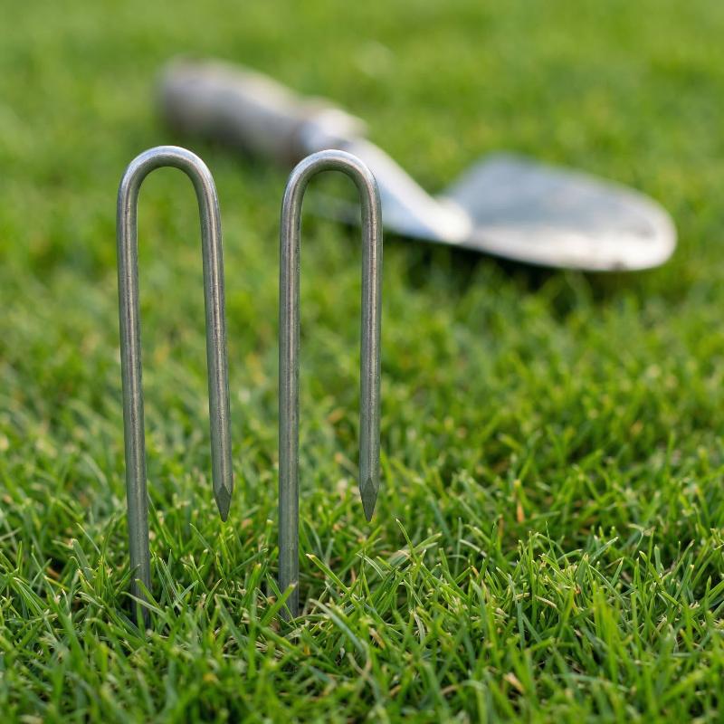 New 50PCS U-shaped Garden Staples Heavy-duty Fence Tubing Stakes Sod Pins Galvanized Landscape Spike For Holding Lawns Barrier