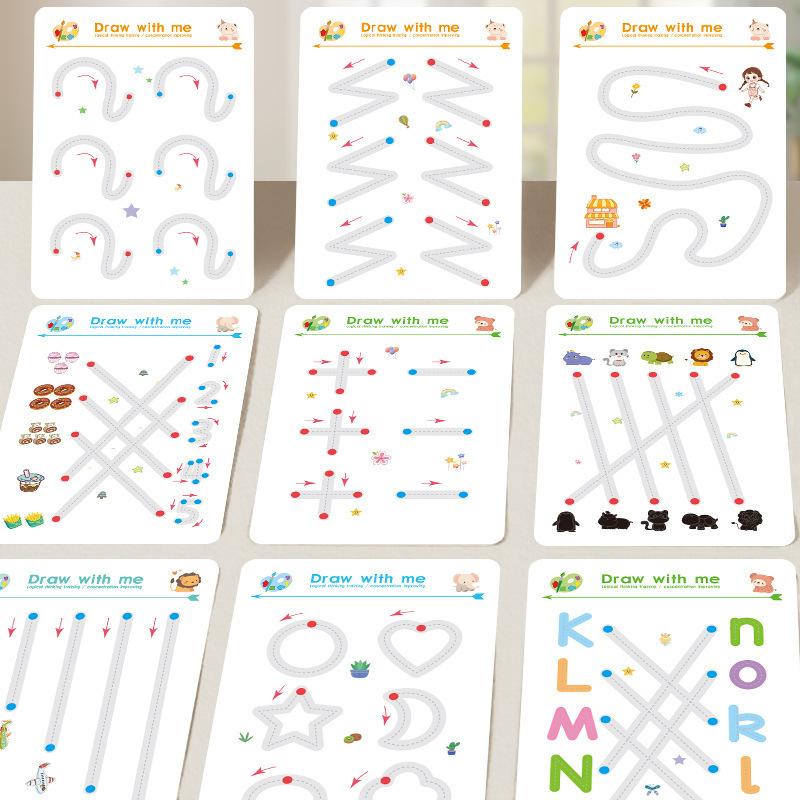 Educational Kids Magic Copybook Set Reusable Tracing Workbook for Handwriting Skills