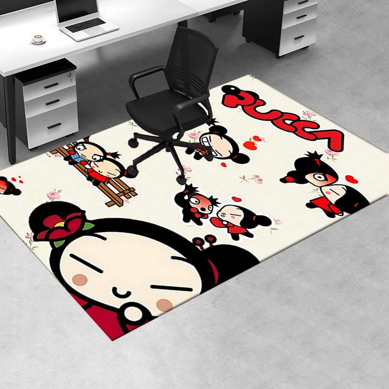 Pucca Bürostuhlmatte: Süßer Cartoon-Charakter-Teppich für Heimdekoration, Büro-Teppich-Geschenk, Geeignet für Schlafzimmer, Wohnzimmer, Verschiedene Räume