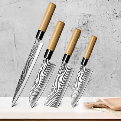 Japanese Style Sashimi Knife Slicer Stainless Steel Damascus Veins Blade Wood Handle Sushi Sashimi Fish Tools