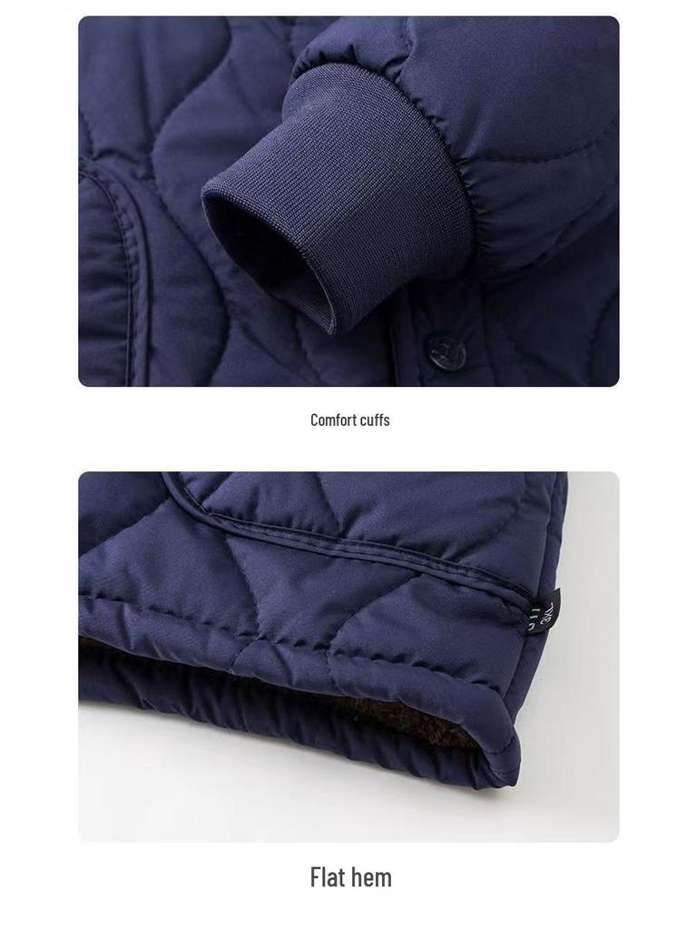Men's Lambswool Cotton Winter Jacket - Middle-aged Father's Warm Loose Coat with Thick Velvet Liner