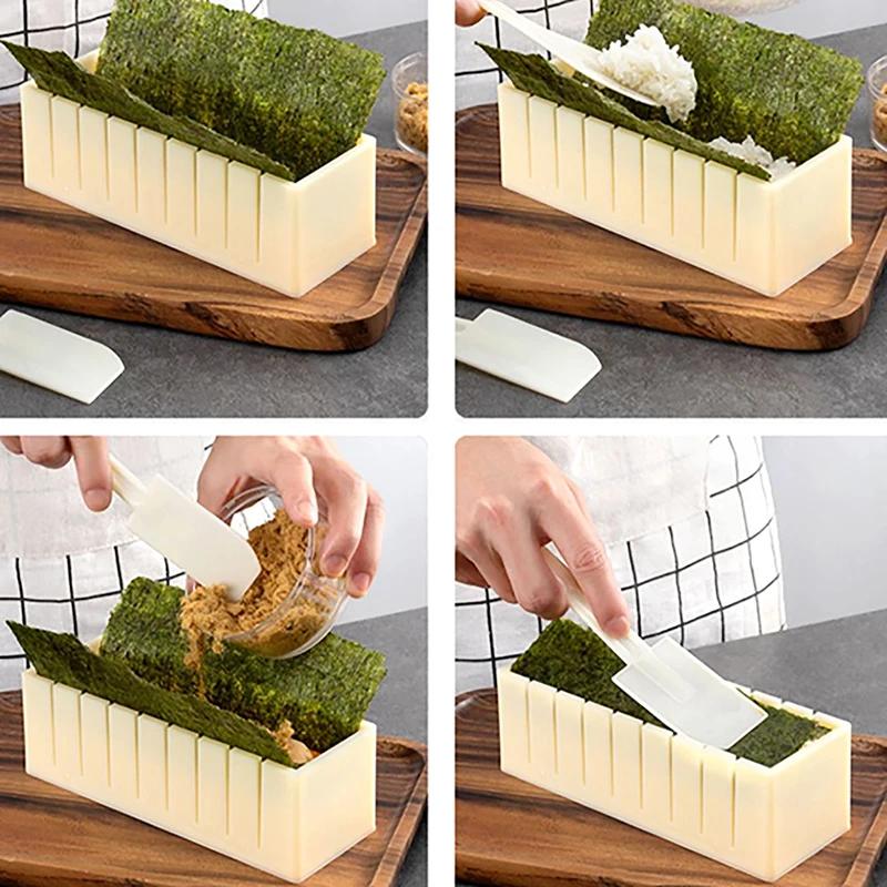ערכת הכנת סושי DIY תבנית עגולה לאורז עוגת אצות תבנית פלסטיק מגרסת סושי מרובעת כלי הכנה כלי בישול למטבח