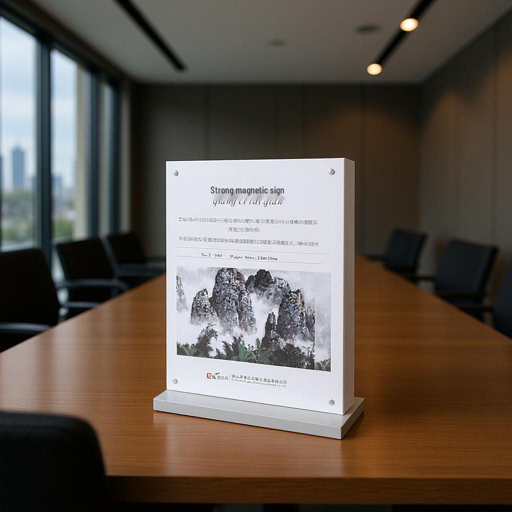 A4 Double-Sided Acrylic Desk Sign with Strong Magnetic Hold 06