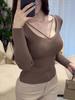 Pure Desire Style V-neck Lace-up Slimming Knitwear for Women - Sexy Autumn Winter Sweater