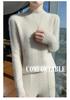 Women's 100% Wool Half-High Collar Cable Knit Pullover Sweater