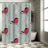 Modern Christmas Decor Shower Curtainred Robin Pattern Snowflake Print Waterproof Fabric Bathroom Decorations Hanging Rod 72X78I