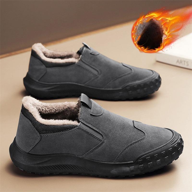 Fashion Men Outdoor Work Shoes 2025 Autumn Winter New Plush Thicken Warm Vintage Cotton Shoes Comfortable Non Slip Fashion Casual Flats