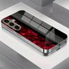Gold-plated Tempered Glass Phone Case, Compatible Galaxy S26 S25 S24 S23 S22 Ultra Plus. Features a Red-to-black Gradient Design