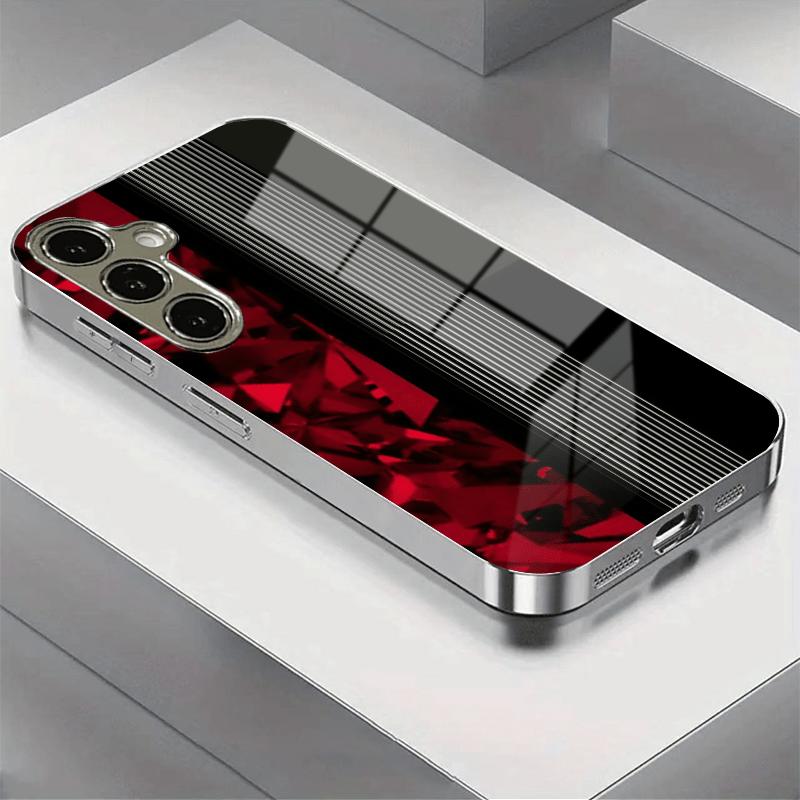 

Позолочена захисна скляна накладка для телефону сумісна з Galaxy S26 S25 S24 S23 S22 Ultra Plus. Має градієнтний дизайн від червоного до чорного For Galaxy S22 Ultra