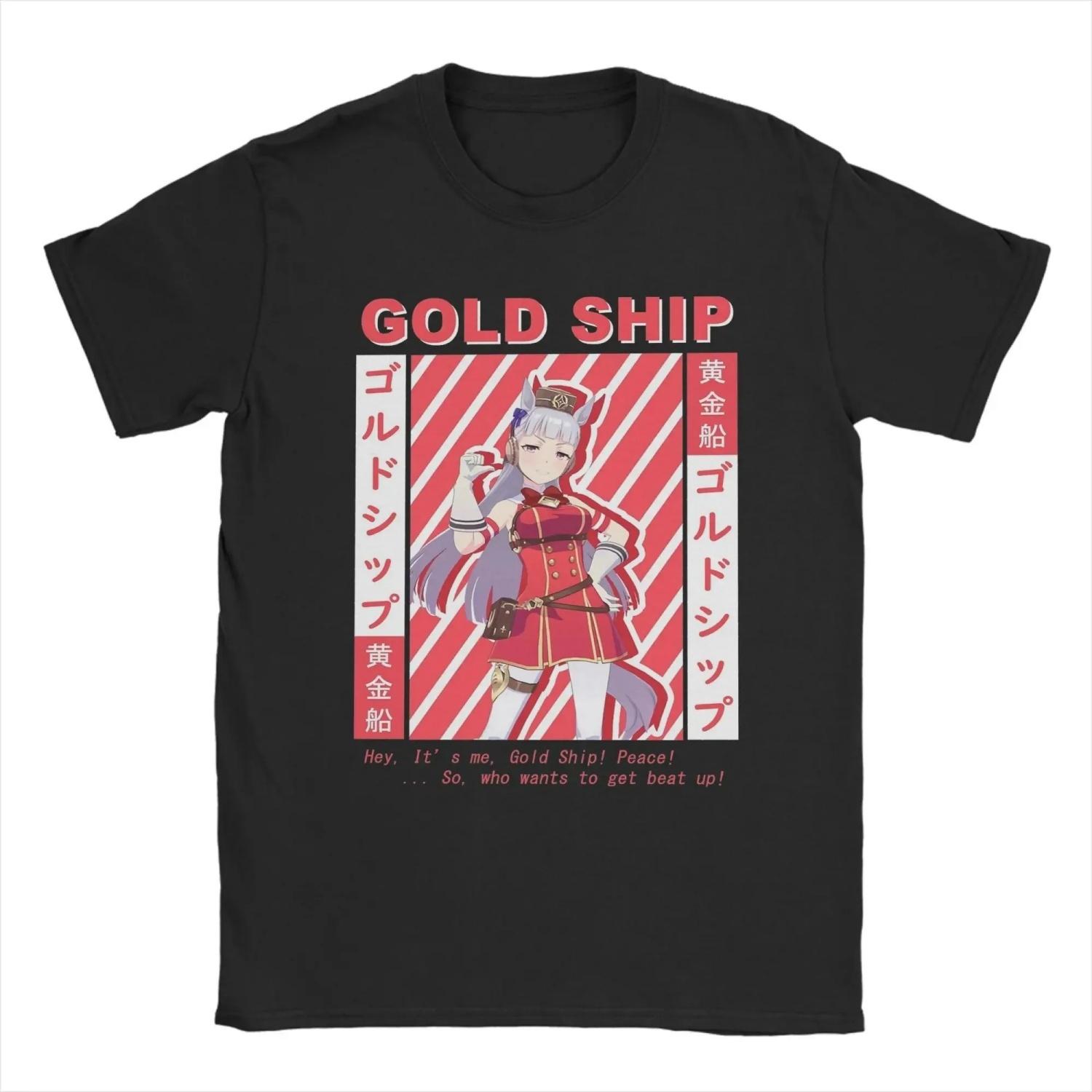 

Всесезонная футболка Uma Musume Pretty Derby Gold Ship из чистого хлопка, топ с коротким рукавом S чёрный