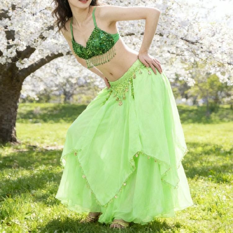 Colorful Middle Eastern Style Dance Skirt Soft Polyester Textile And Elasticized Fit Belly Dance Skirt for Women Girls