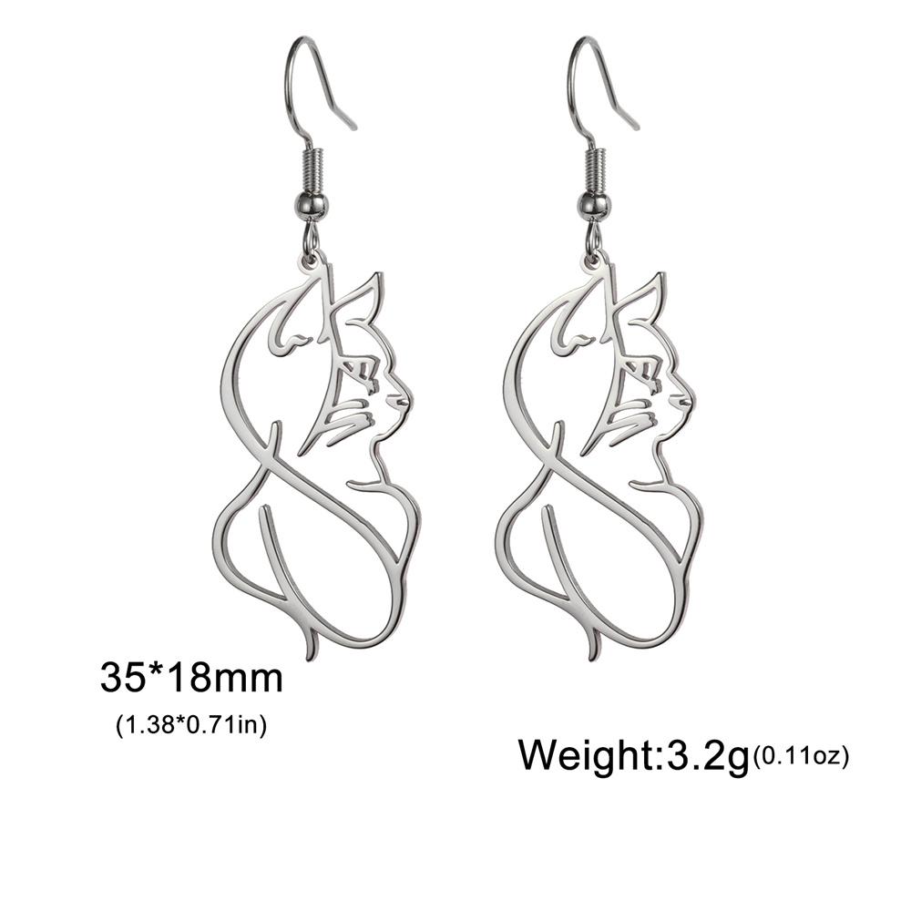 My Shape Cute Cat and Dog Dangle Earrings for Women Girls Stainless Steel Lovely Kitten Animal Drop Earring Fashion Jewelry Gift