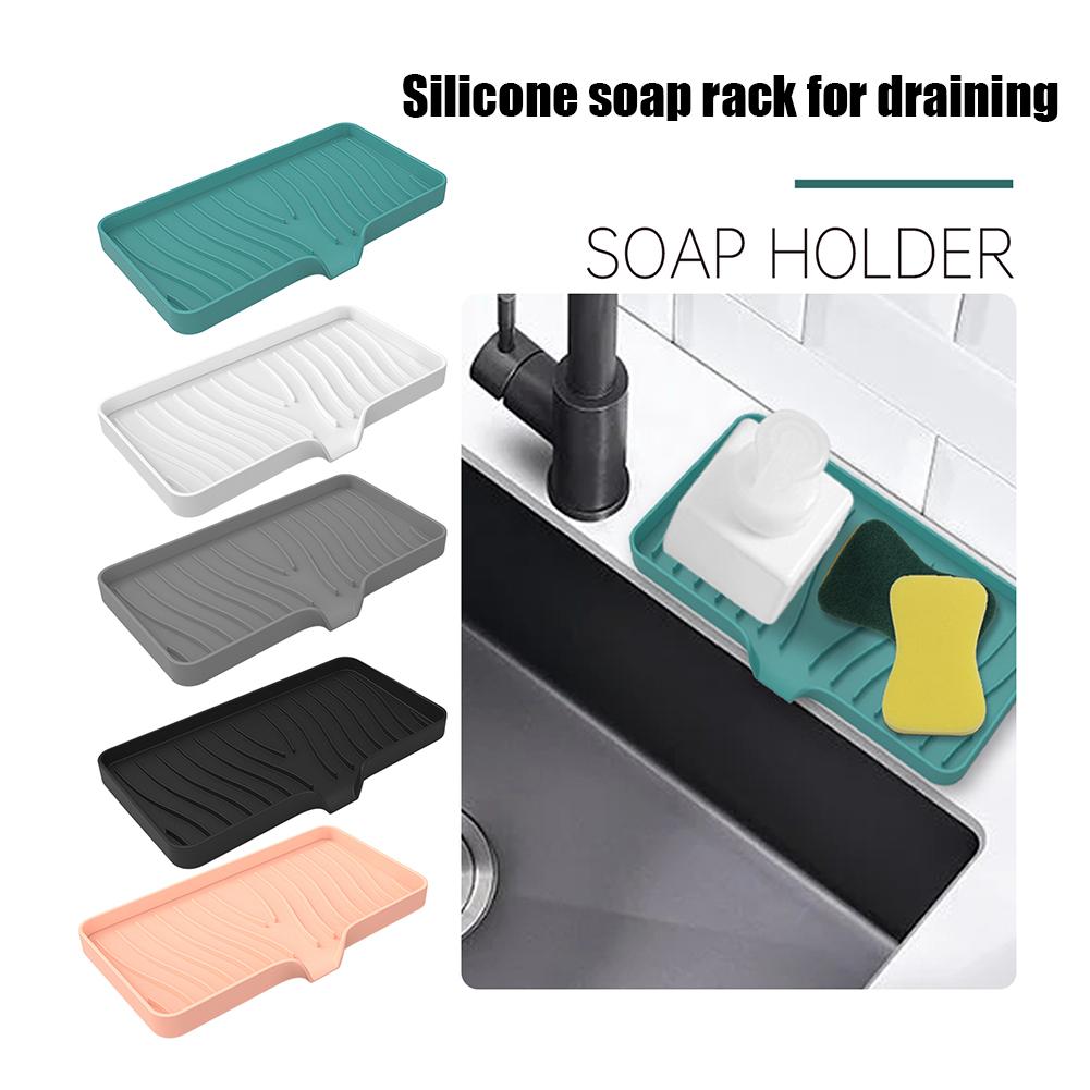 Silicone Soaps Holder Free Punching Soap Storage Rack No Ponding Drainage Diversion Type for Bathroom Toilet Kitchen
