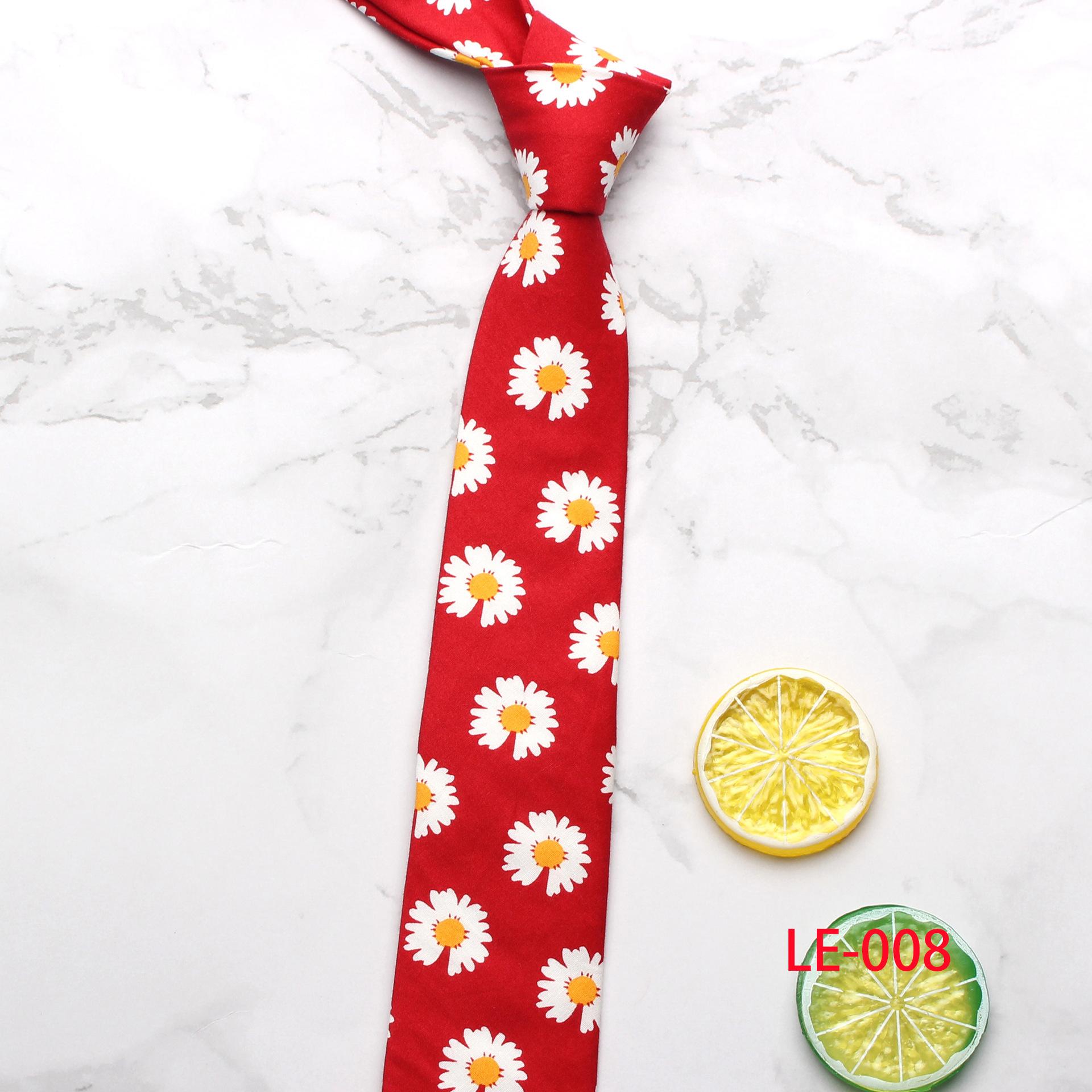 

Ins Small Daisy Fresh Casual Популярный мужской и женский хлопковый галстук с принтом