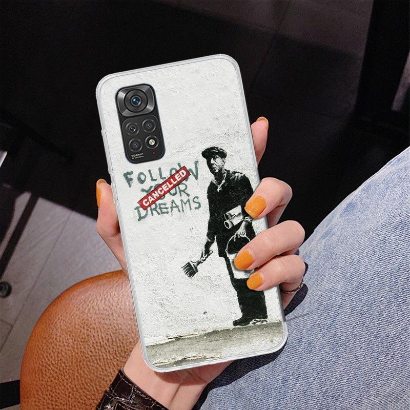 Street Art Banksy Graffiti Phone Case For Xiaomi Redmi Note 15 14 13 12S 12 11 Pro Plus 14S 11S 11E 10 10S 11T 5G Personalized C