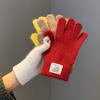 Women Gloves Knitted Solid Autumn Winter Hand Warm Thicken Short Wrist Female Full Fingered Mittens Winter Riding Skiing Mittens