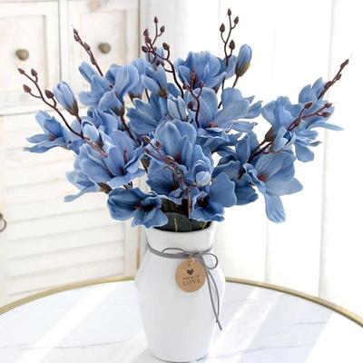 5 Gabeln, 20 Köpfe, künstliche Magnolienblumen, künstlicher Seidenblumenstrauß für Wohnzimmer, Zuhause, Büro, Hochzeit, Party, Dekoration