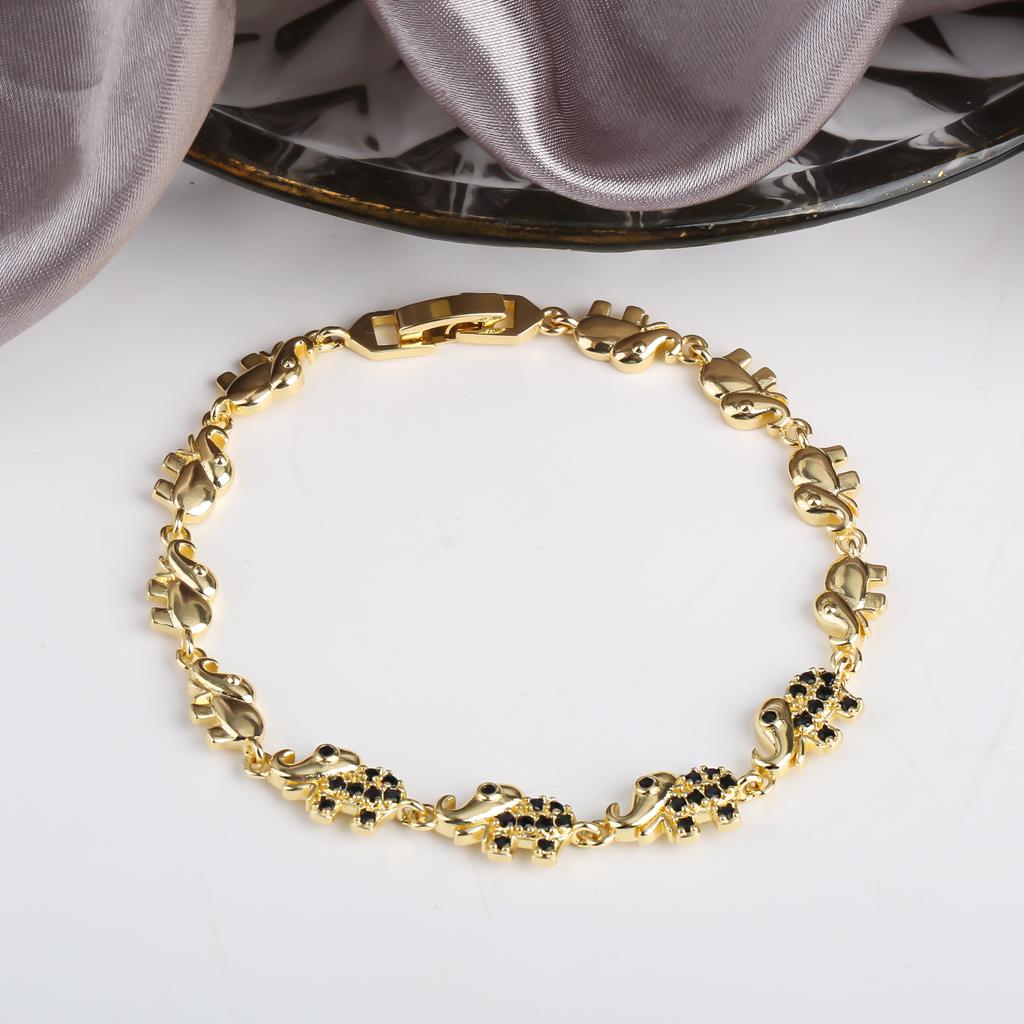 6 Colors New Trendy Gold Plated Zirconia Elephant Bracelet Fashion Animal Bangle Punk Style For Woman Jewelry Gift Daily Wear