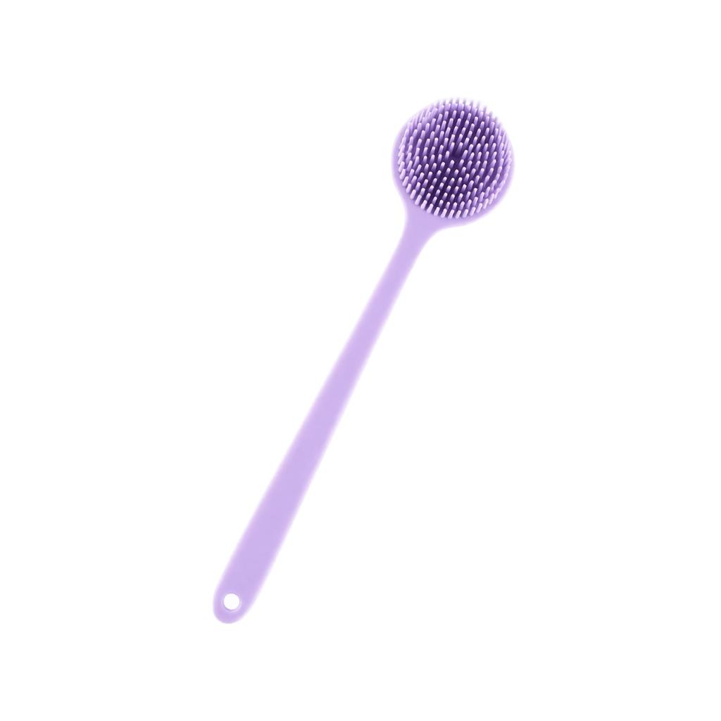 Silicone Bath Brush with Long Handle, Double Sided Shower for Back Exfoliating and Massage, Extended Body Cleaning Brush for Adults