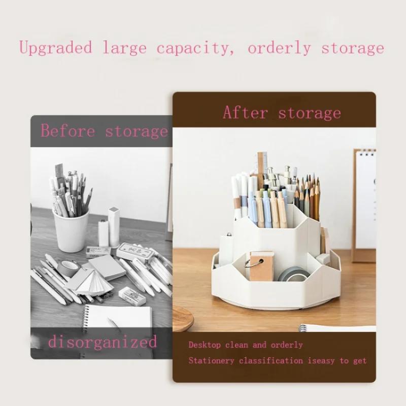 

360 Rotating Storage Box Multifunction Makeup Bucket Rack Cosmetic Storage Holder Large Capacity Desk Organizer синий