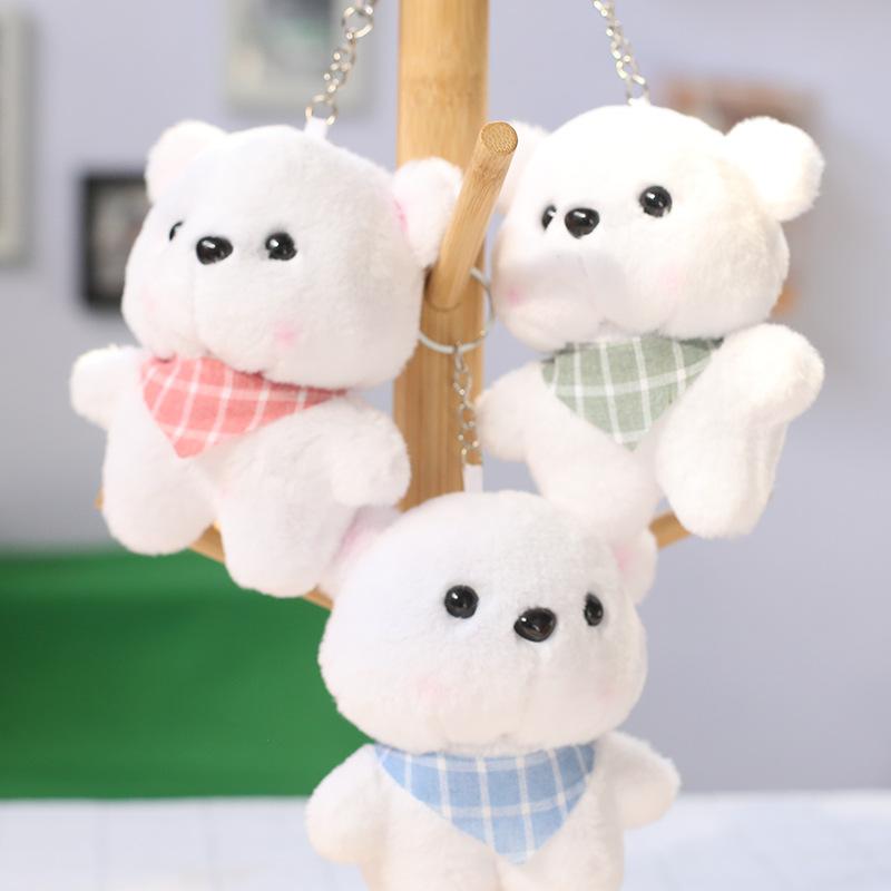 New Cute Plaid Scarf Bear Cartoon Plush Key Pendant Bear Animal Ornament Bag Accessories