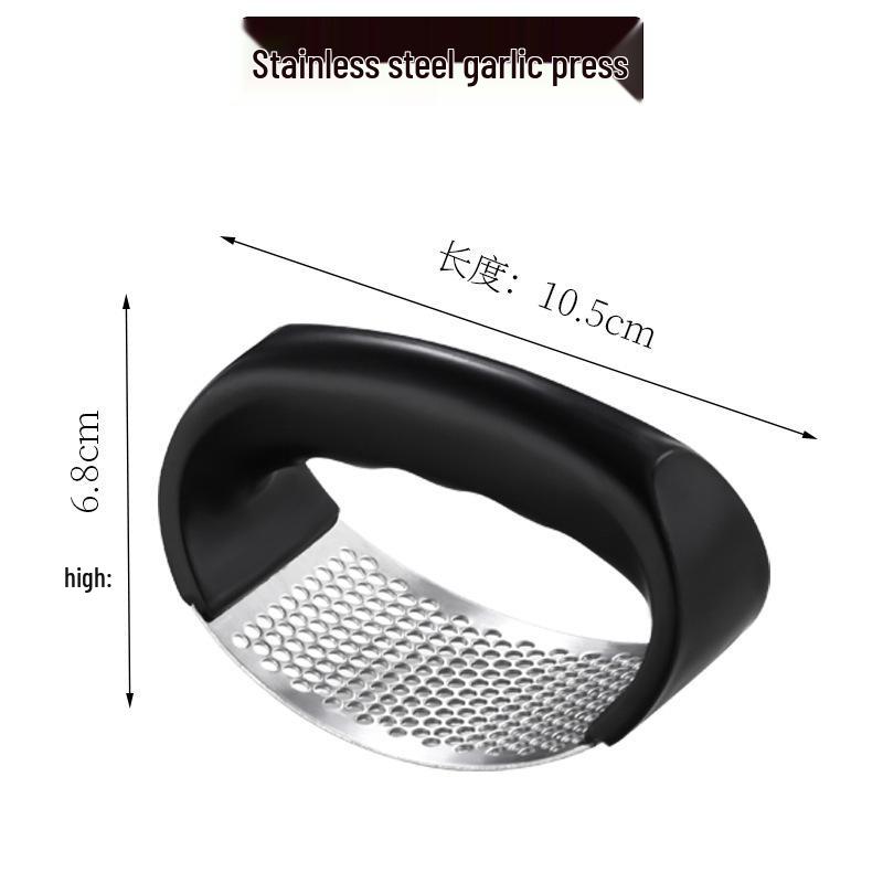 Stainless Steel Garlic Press & Masher – Manual Peeler, Crusher, and Squeezer Gadget