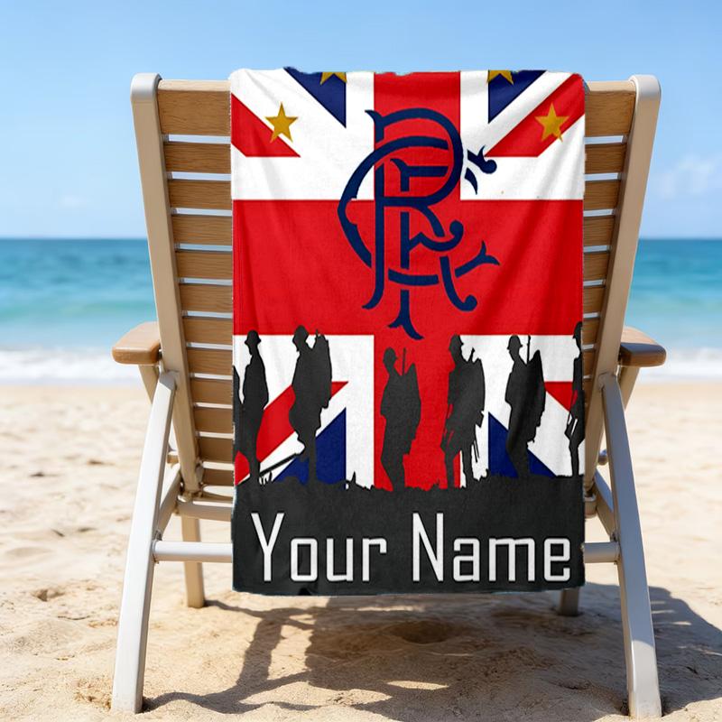 1pc Football27 Beach Towel with Custom Name, Beach/Swimming/Bath/Picnic/Camping Towel, Suitable for Seaside Beaches