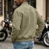 Men's Casual Long Sleeve Zip Up Baseball Jacket with Stand Collar and Pockets