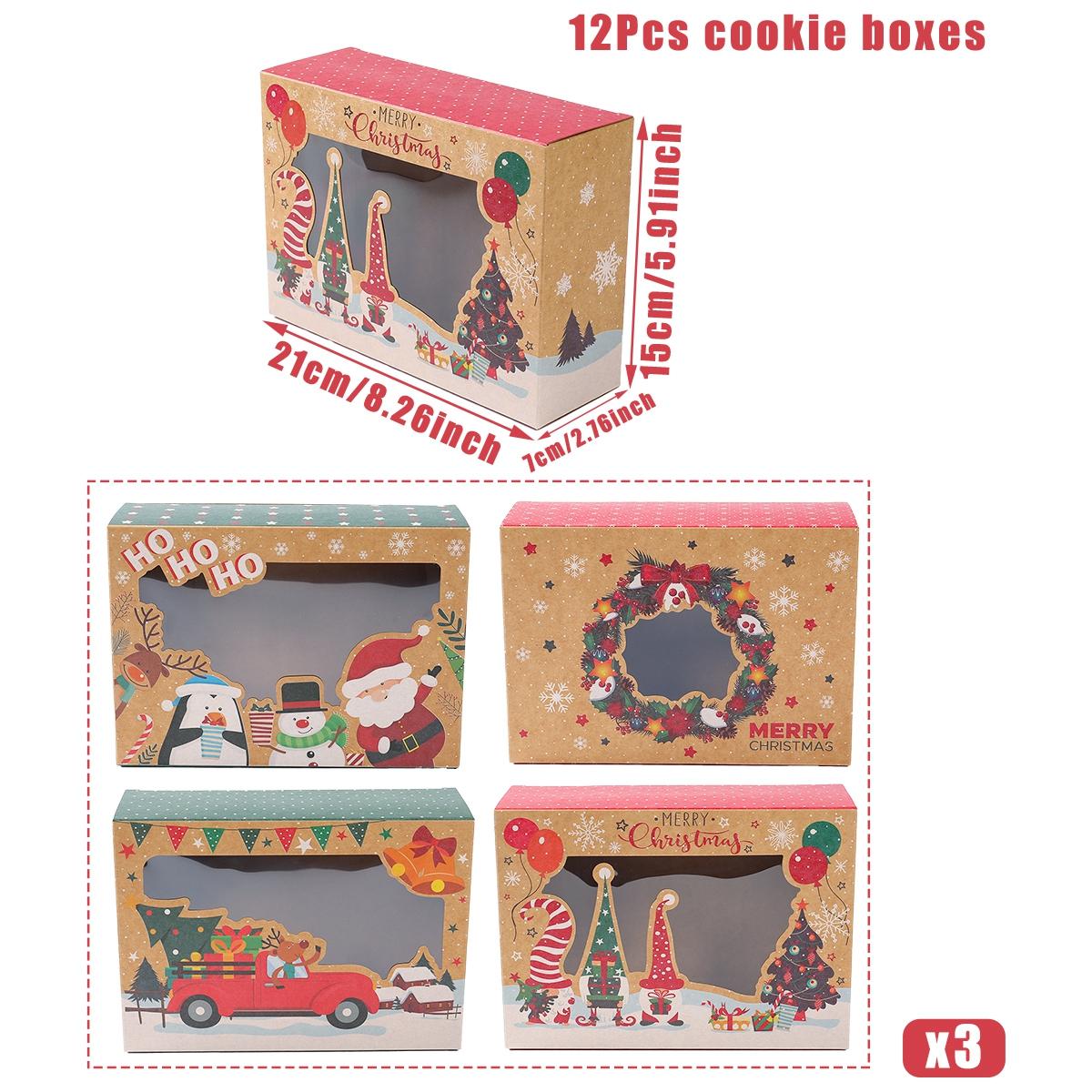 

Рождественская коробка для конфет Коробка для десерта Коробка для торта Окно Коробка для печенья Коробка для пряников Украшение Счастливого Рождества для дома 2025 Navidad белый