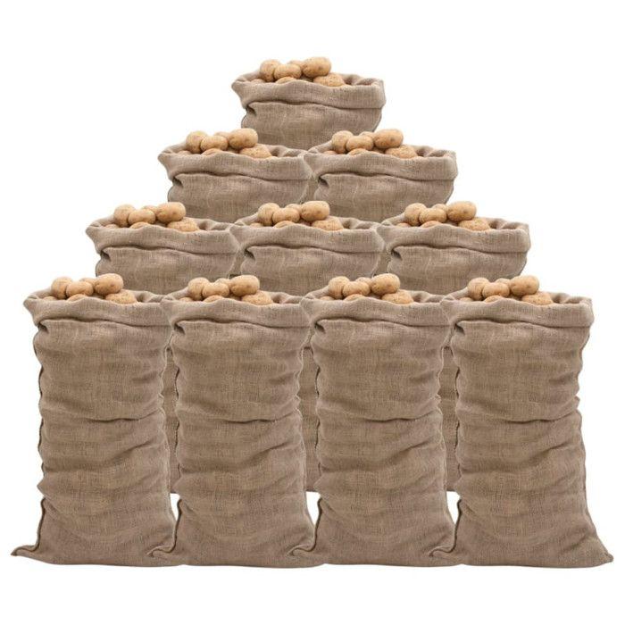 Sacs en jute 10 pcs 65x135 cm 100 % jute 220 g m²