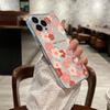 Summer mobile phone case iPhone15 red pink small floral transparent ultra-thin TPU soft case Apple 17p mobile phone case