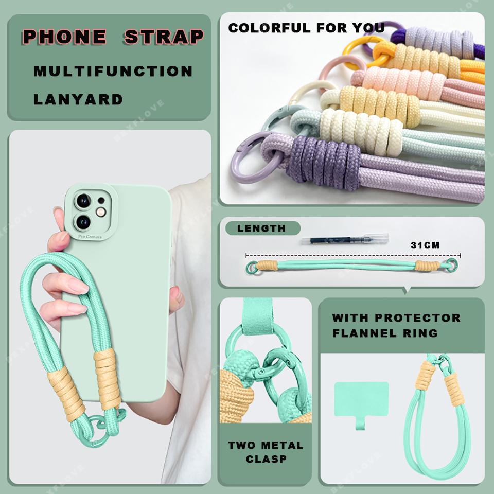 Handyhülle mit Lanyard Für Für Iphone 16E 16 14 1 Plus 12 13 Mini 11 16 Pro X XR XS Max SE Flüssigsilikon-Riemen Schutzhülle Weiche Abdeckung