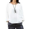 Vintage Women 34 Sleeve O Neck Cotton Linen Loose Casual Shirt Top Blouse