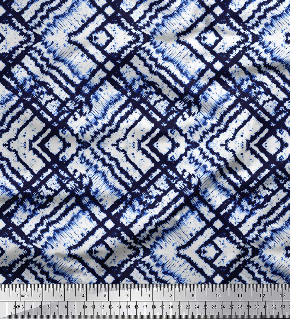 

Тканина Soimoi Purple Poly Crepe Fabric Animals Tie-Dye Print Тканина на метр 42 дюйма 42 Inch Wide - Poly Crepe синій