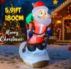 5.91FT Inflatable Skiing Santa Claus Toy Yard Lawn Party Decoration Festive Gift Christmas Supplies Home Ornament LED Light