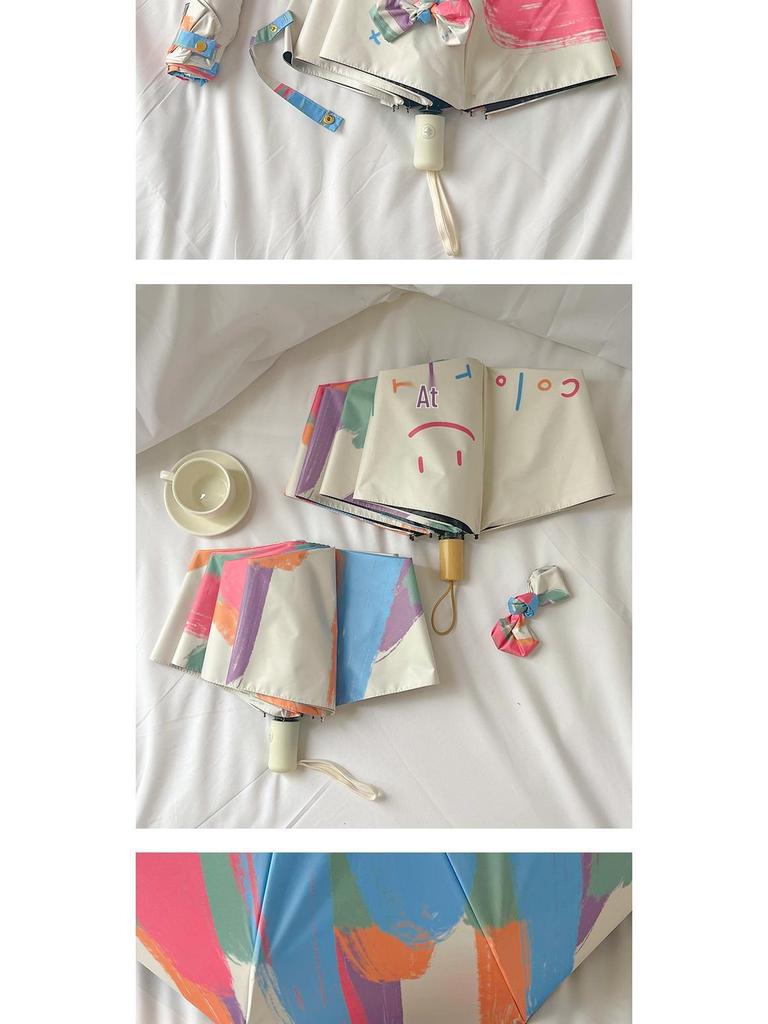 Women's Dual-Use Parasol: Automatic, Sunshade & Rain Umbrella with Black Glue Sunscreen, Foldable, Japanese & Korean Style