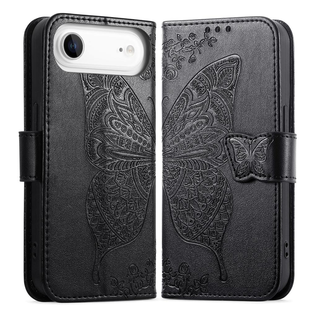 For iPhone Air Case with Strap Butterfly Pattern PU Leather Wallet Phone Cover