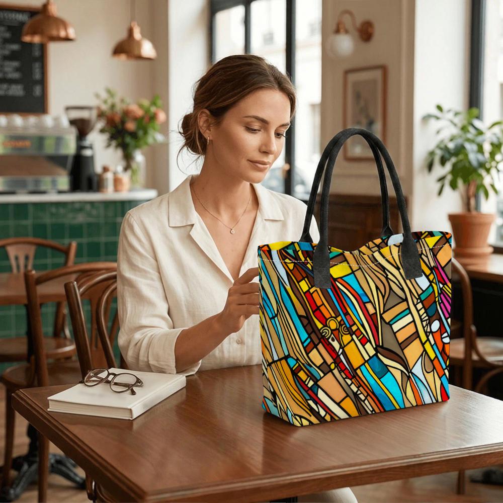  Colorful Abstract Tote Bag Stylish Large Capacity Handbag for Daily Use